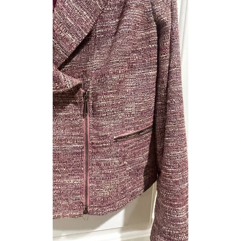 Nicole Miller for Mary Kay Pink Tweed Single-Breasted Blazer Jacket 12R Lined